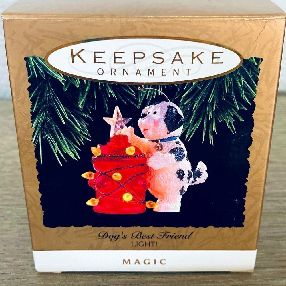 Hallmark Magic Light Dog’s Best Friend Vintage Christmas Ornament 1993